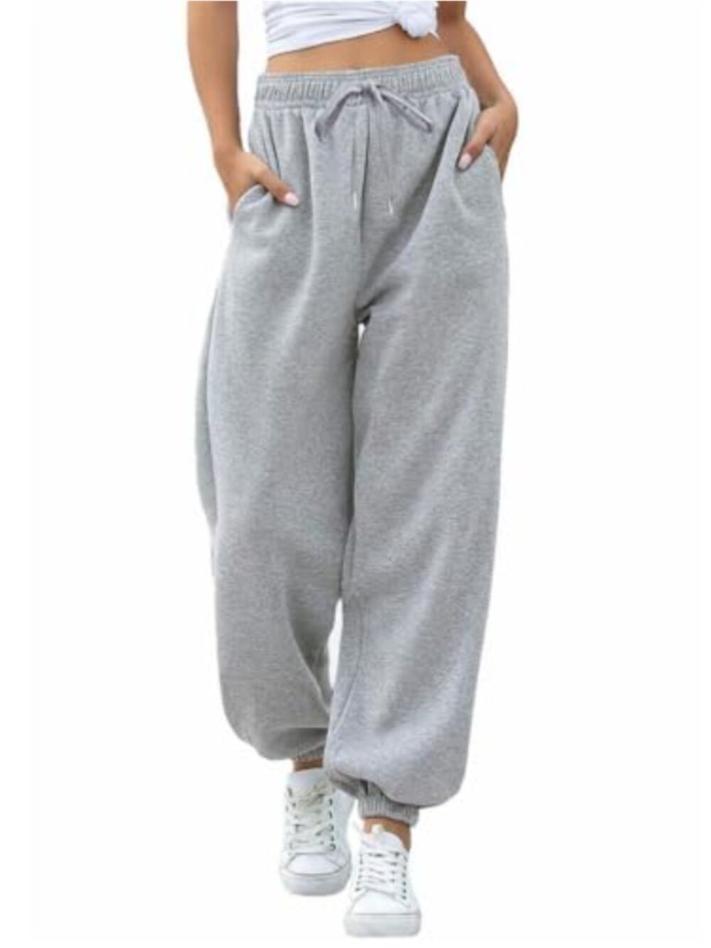 Women's Fleece Lined Joggers High Waisted Sweatpants with Pockets